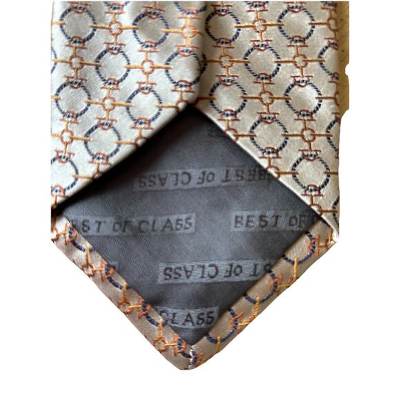 ROBERT TALBOTT Silk Tie best of class Geometric Circles Chain-link 90s Shiny Y2K - Picture 4 of 9